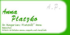 anna platzko business card